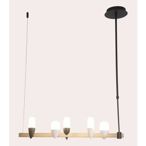 Závěsná lampa ostrůvková černo-zlatá LED 27W Sakai Ledea obraz