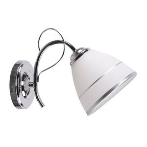 Chromová nástěnná lampa, sklo, bílé stínidlo, s vypínačem, Elotte obraz