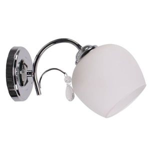 Nástěnná lampa chromované sklo bílé stínidlo s křišťálem 40W Zachera obraz