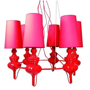 Červená závěsná lampa, nastavitelná, lustr, 6xE14, Decoria obraz