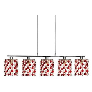 Závěsná lampa chrom/červené krystaly 5x40W G9 Classic obraz