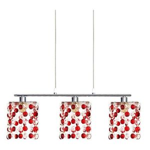 Závěsná lampa chrom/červené krystaly 3xG9 Classic obraz
