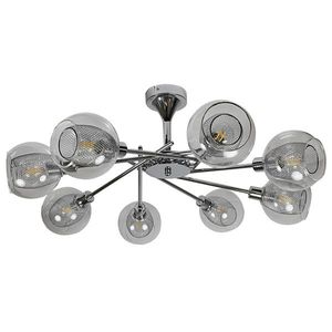 Chromová stropní lampa, skleněné stínidlo, koš, 8x40W, E14, Ozzo obraz