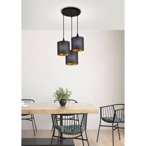 Závěsná lampa černá deska 3xE14 dlouhá obraz