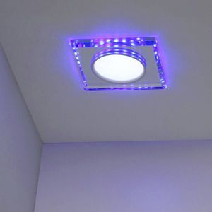 Stropní svítidlo chrom/modré čtvercové LED SSP-22 obraz