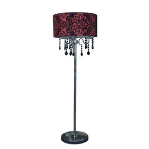 Stojací lampa s červeným sametovým stínidlem 3x40W Astor obraz