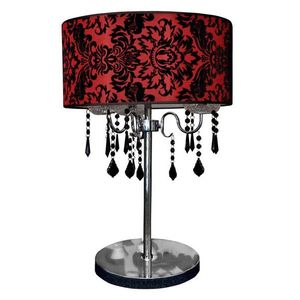 Stolní lampa červená černá sametová Astor obraz