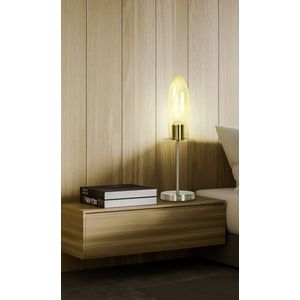 Skleněná stolní lampa, matný nikl, Melot obraz