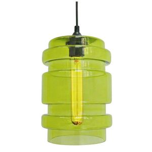 Zelená skleněná závěsná lampa + žárovka E27 60W Decorado obraz