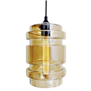 Závěsná lampa z jantarového skla + žárovka Decorado E27 60W obraz