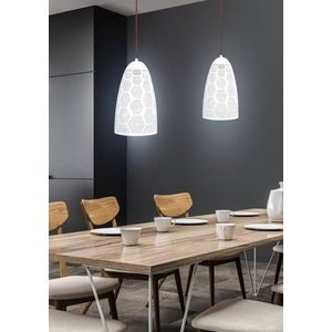 Závěsná stropní lampa 1X60W E27 prolamovaná bílá BENE obraz