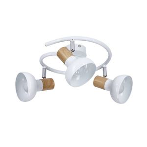 Spirálová stropní lampa kovová bílá + dřevěná 3E14 Puerto obraz