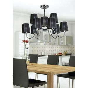 Závěsná lampa chrom/černá s krystaly 9x40W Sorento obraz