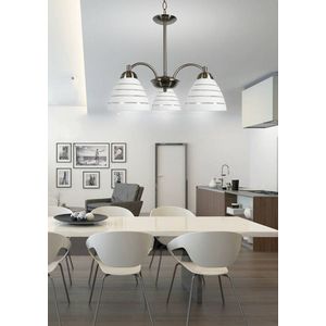 Saténová závěsná lampa 3x60W se skleněnými stínidly Uli obraz