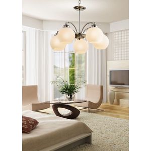 Závěsná stropní lampa 5X60W E27 saténová TOBAGO obraz