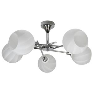 Elegantní, moderní pětiramenná stropní lampa chromovaná s bílým Raulem obraz
