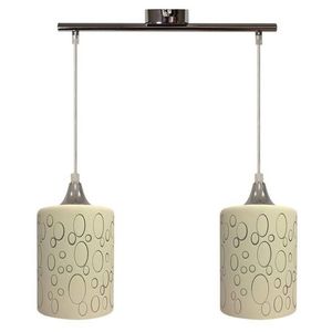 Chromová závěsná lampa + krémové skleněné stínidlo 2x40W písková obraz