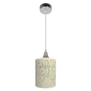 Chromová závěsná lampa + krémové skleněné stínidlo E27 Písková obraz
