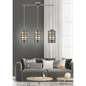 Chromová závěsná lampa, skleněné stínidlo 3D, 3x40W, Nocturno obraz