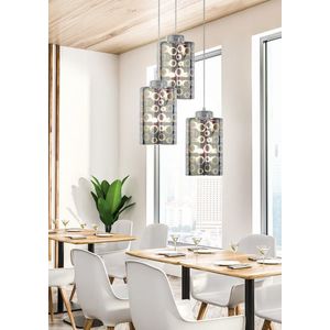 Závěsná lampa s chromovanými stínidly z desky a skla 3D 3x40W Nocturno obraz