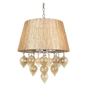 Závěsná lampa Elissa v šedé a béžové barvě na řetízku obraz