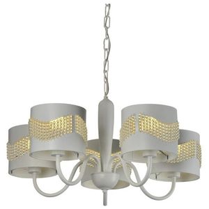 Závěsná lampa bílá s korálkovým lustrem 5xE27 Antonio obraz