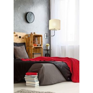Chromová nástěnná lampa, tkané stínidlo, E14, 40W, žárovka Estera obraz