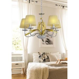 Závěsná lampa chrom / zlatá stuha 5xE14 DIVA obraz