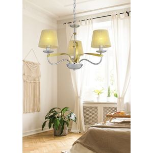Závěsná lampa chrom / stínidlo se zlatým vláknem 3x40W Diva obraz