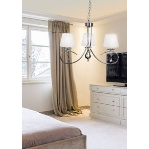 Chromová závěsná lampa / bílé tkané stínidlo 3x40W Arnika obraz