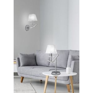 Chromová nástěnná lampa / bílé organzové stínidlo 40W E14 Valencia obraz