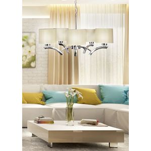 Závěsná lampa chrom + krémové stínidlo 5x60W lustr Draga obraz