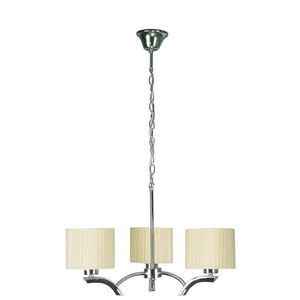 Závěsná lampa chrom + krémové stínidlo 3x60W lustr Draga obraz