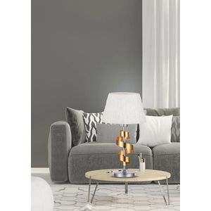 Stolní lampa chrom/zlaté kancelářské bílé stínidlo Denis obraz