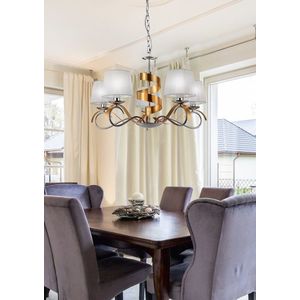 Závěsná lampa chrom/zlatý 5xE14 lustr Denis obraz