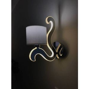 Chromová nástěnná lampa, tkané stínidlo, LED rameno, Ambrosia obraz