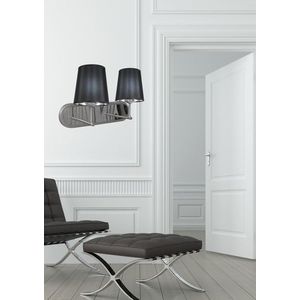 Dvojitá saténová nástěnná lampa + černé stínidlo 2x60W Milonga obraz