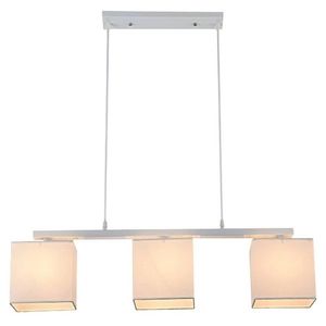 Závěsná lampa bílá + béžové tkané stínidlo 3x40W Boho obraz