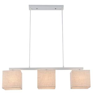 Bílá závěsná lampa s lněným stínidlem 3x40W E27 Boho obraz