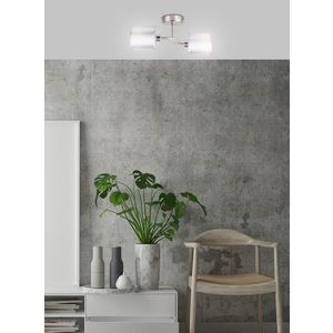 Dvojitá nástěnná lampa, saténový nikl, tkané stínidlo, 2x40W, Sax obraz