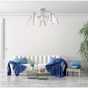 Chromová stropní lampa 5x40W s látkovým stínidlem Luk obraz