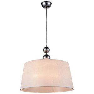 Chromová závěsná lampa s bílým látkovým stínidlem Clara obraz