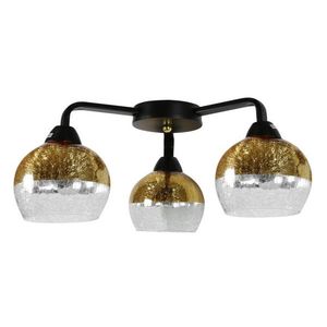 Černo-zlatá stropní lampa, skleněné stínidlo, 3x60W, Cromina Gold obraz