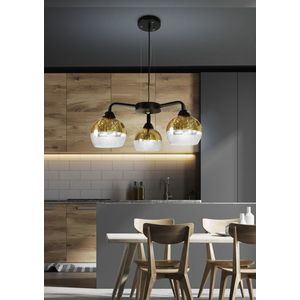 Černo-zlatá závěsná lampa, nastavitelná, 3x60W, Cromina Gold obraz