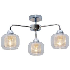 Chromová stropní lampa, skleněné stínidlo, 3x40W Ray obraz