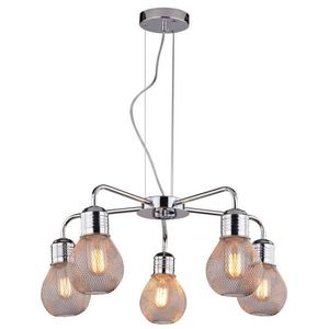 Závěsná lampa s chromovaným drátěným stínidlem 5x60W, nastavitelná obraz