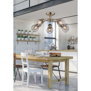 Stropní lampa s patinovaným drátěným stínidlem 5x60W Gliva obraz
