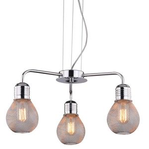 Závěsná lampa s chromovaným drátěným stínidlem 3x60W, nastavitelná, Gliva obraz