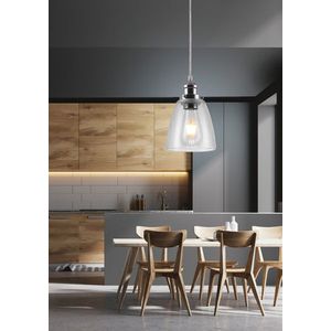 Chromová závěsná lampa se skleněným stínidlem Voice obraz