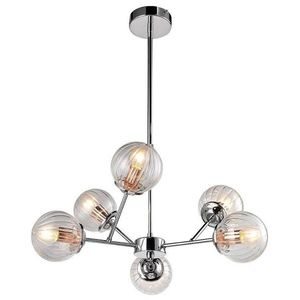Závěsná lampa s chromovanými skleněnými stínidly 6x40W obraz